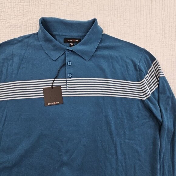 DSTRCT&row Long Sleeve Henley Men's XXL Denim Blue Collared Two Buttons NEW NWT - Picture 5 of 15